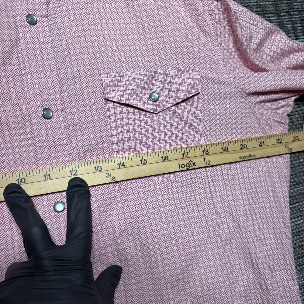 Banana Republic Shirt Mens Large Red Geometric LS Western Slim Fit Snap Front